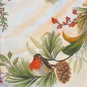 Pottery Barn Red and Green Bird Print Fabric